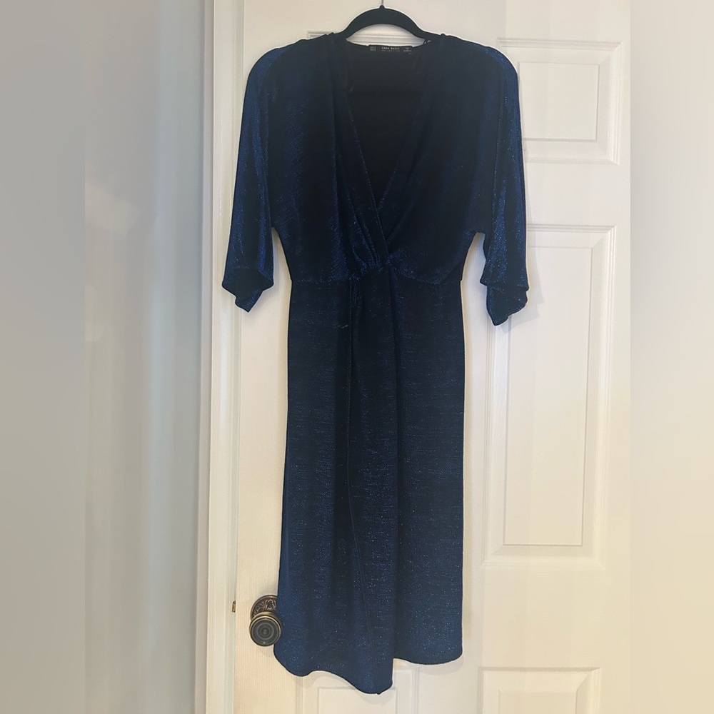 Zara blue sparkly midi dress 
Perfect for NYE